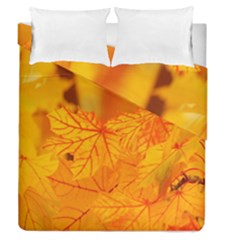 Bright Yellow Autumn Leaves Duvet Cover Double Side (queen Size)