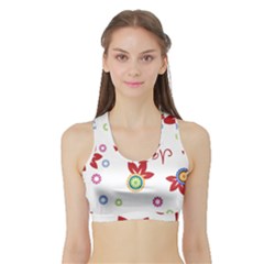 Colorful Floral Wallpaper Background Pattern Sports Bra With Border by Amaryn4rt