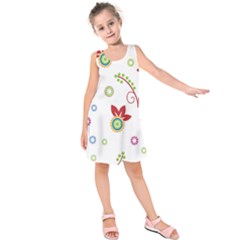 Colorful Floral Wallpaper Background Pattern Kids  Sleeveless Dress by Amaryn4rt