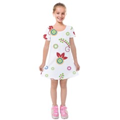 Colorful Floral Wallpaper Background Pattern Kids  Short Sleeve Velvet Dress by Amaryn4rt