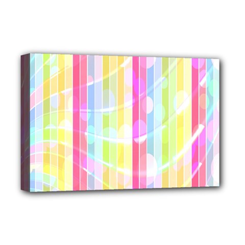 Colorful Abstract Stripes Circles And Waves Wallpaper Background Deluxe Canvas 18  X 12   by Amaryn4rt