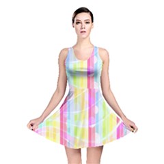 Colorful Abstract Stripes Circles And Waves Wallpaper Background Reversible Skater Dress by Amaryn4rt