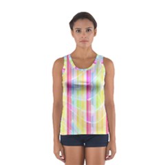 Colorful Abstract Stripes Circles And Waves Wallpaper Background Women s Sport Tank Top  by Amaryn4rt