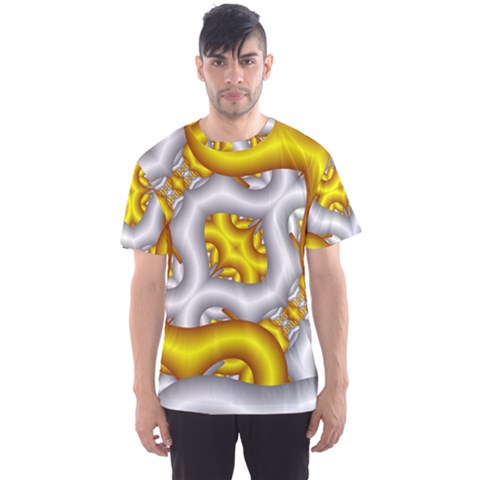 Fractal Background With Golden And Silver Pipes Men s Sport Mesh Tee by Amaryn4rt