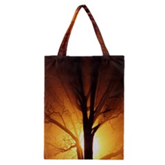 Rays Of Light Tree In Fog At Night Classic Tote Bag by Amaryn4rt