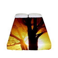 Rays Of Light Tree In Fog At Night Fitted Sheet (full/ Double Size) by Amaryn4rt