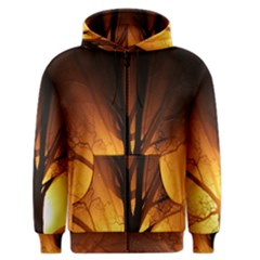 Rays Of Light Tree In Fog At Night Men s Zipper Hoodie by Amaryn4rt