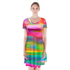 Abstract Illustration Nameless Fantasy Short Sleeve V-neck Flare Dress by Amaryn4rt