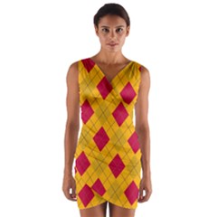 Plaid Pattern Wrap Front Bodycon Dress by Valentinaart