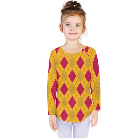 Plaid Pattern Kids  Long Sleeve Tee by Valentinaart