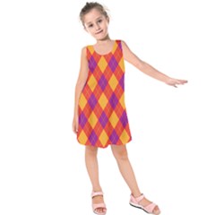 Plaid Pattern Kids  Sleeveless Dress by Valentinaart