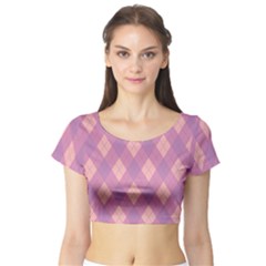 Plaid Pattern Short Sleeve Crop Top (tight Fit) by Valentinaart