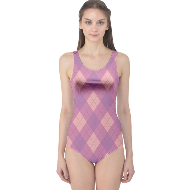 Plaid pattern One Piece Swimsuit