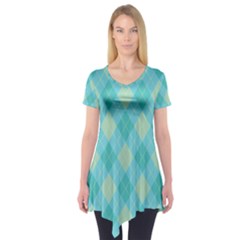 Plaid Pattern Short Sleeve Tunic  by Valentinaart