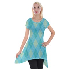 Plaid Pattern Short Sleeve Side Drop Tunic by Valentinaart