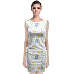 Vintage Spring Flower Pattern  Classic Sleeveless Midi Dress