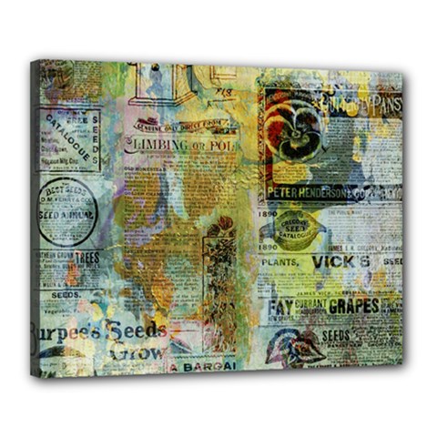 Old Newspaper And Gold Acryl Painting Collage Canvas 20  X 16  by EDDArt