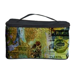 Old Newspaper And Gold Acryl Painting Collage Cosmetic Storage Case by EDDArt