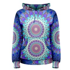 Power Flower Mandala   Blue Cyan Violet Women s Pullover Hoodie by EDDArt