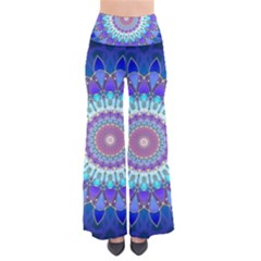 Power Flower Mandala   Blue Cyan Violet Pants by EDDArt