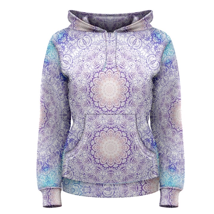 India Mehndi Style Mandala   Cyan Lilac Women s Pullover Hoodie