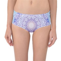 India Mehndi Style Mandala   Cyan Lilac Mid-waist Bikini Bottoms by EDDArt