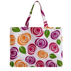 Colorful Seamless Floral Flowers Pattern Wallpaper Background Zipper Mini Tote Bag by Amaryn4rt