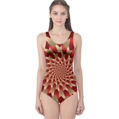 Fractal Red Petal Spiral One Piece Swimsuit by Amaryn4rt