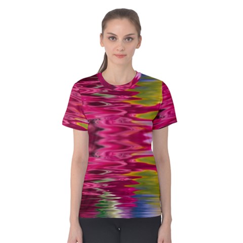 Abstract Pink Colorful Water Background Women s Cotton Tee by Amaryn4rt