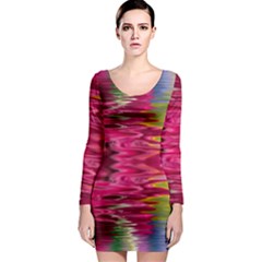 Abstract Pink Colorful Water Background Long Sleeve Bodycon Dress by Amaryn4rt