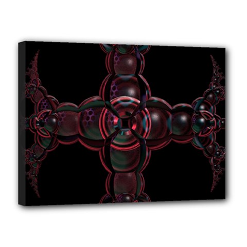 Fractal Red Cross On Black Background Canvas 16  X 12  by Amaryn4rt