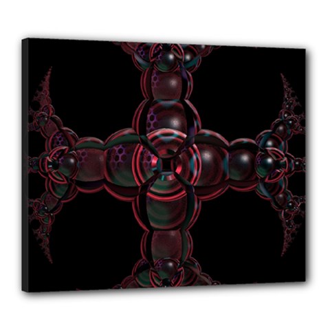 Fractal Red Cross On Black Background Canvas 24  X 20  by Amaryn4rt