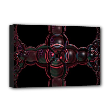 Fractal Red Cross On Black Background Deluxe Canvas 18  X 12   by Amaryn4rt