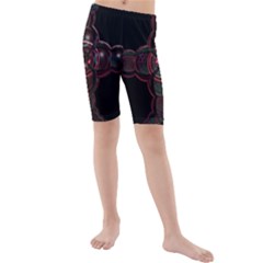 Fractal Red Cross On Black Background Kids  Mid Length Swim Shorts by Amaryn4rt