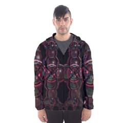 Fractal Red Cross On Black Background Hooded Wind Breaker (men)