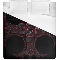 Fractal Red Cross On Black Background Duvet Cover (king Size) by Amaryn4rt