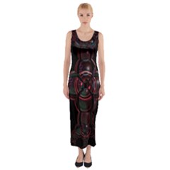 Fractal Red Cross On Black Background Fitted Maxi Dress by Amaryn4rt