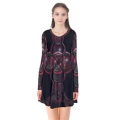 Fractal Red Cross On Black Background Flare Dress by Amaryn4rt