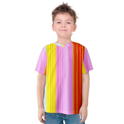 Multi Colored Bright Stripes Striped Background Wallpaper Kids  Cotton Tee by Amaryn4rt