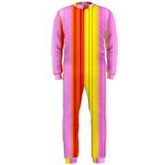 Multi Colored Bright Stripes Striped Background Wallpaper Onepiece Jumpsuit (men)  by Amaryn4rt