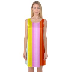 Multi Colored Bright Stripes Striped Background Wallpaper Sleeveless Satin Nightdress by Amaryn4rt