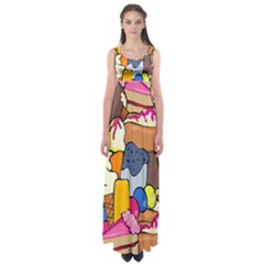 Sweet Stuff Digitally Created Sweet Food Wallpaper Empire Waist Maxi Dress by Amaryn4rt