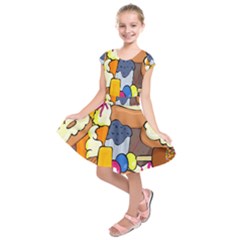 Sweet Stuff Digitally Created Sweet Food Wallpaper Kids  Short Sleeve Dress by Amaryn4rt