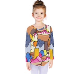 Sweet Stuff Digitally Created Sweet Food Wallpaper Kids  Long Sleeve Tee