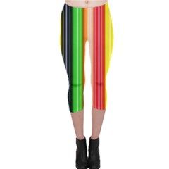 Colorful Striped Background Wallpaper Pattern Capri Leggings  by Amaryn4rt