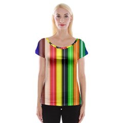 Colorful Striped Background Wallpaper Pattern Women s Cap Sleeve Top by Amaryn4rt