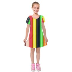 Colorful Striped Background Wallpaper Pattern Kids  Short Sleeve Velvet Dress by Amaryn4rt