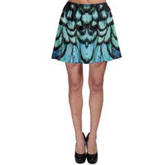 Blue And Green Feather Collier Skater Skirt by LetsDanceHaveFun