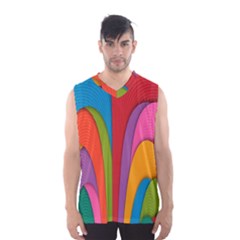 Modern Abstract Colorful Stripes Wallpaper Background Men s Basketball Tank Top by Amaryn4rt