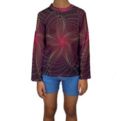 Fractal Red Star Isolated On Black Background Kids  Long Sleeve Swimwear by Amaryn4rt